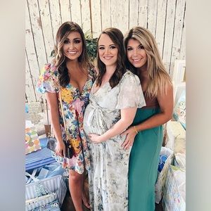 Colorful floral bubble sleeve dress